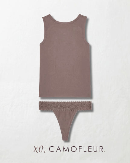 Limited Edition XO Thong + Crew Tank in True Taupe