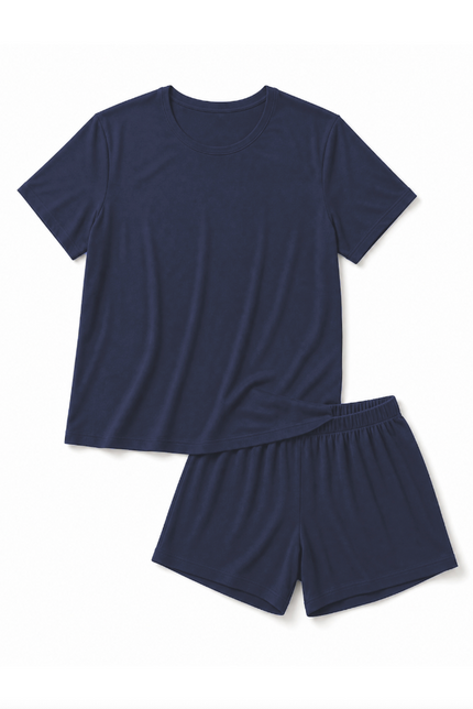 Bamboo Shorts + Relaxed Tee in Navy Blue