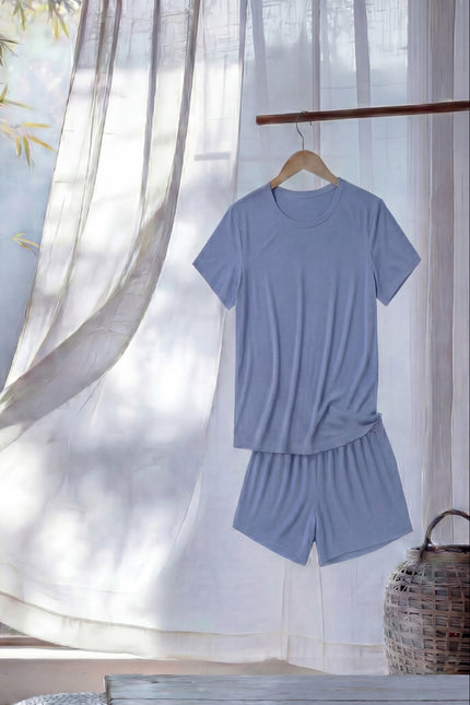 Bamboo Shorts + Relaxed Tee in French Blue