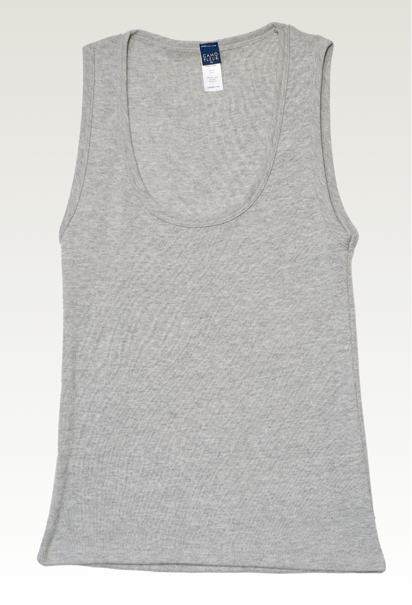 grey ribbed tank top from camofleur made of 100% cotton with a very fine guage rib for the perfect fit and comfort