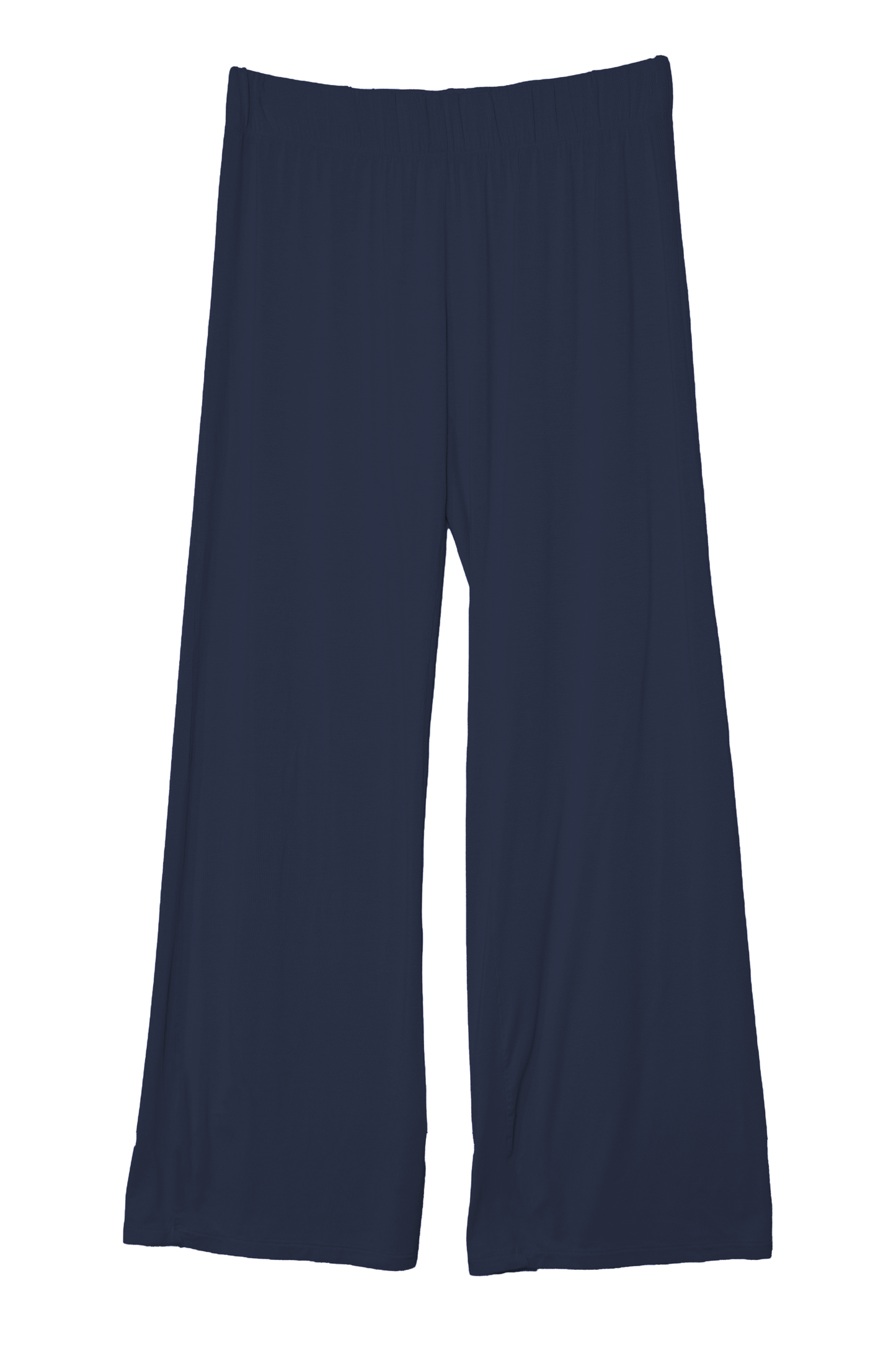 Navy bamboo blue lounge pants on a white background