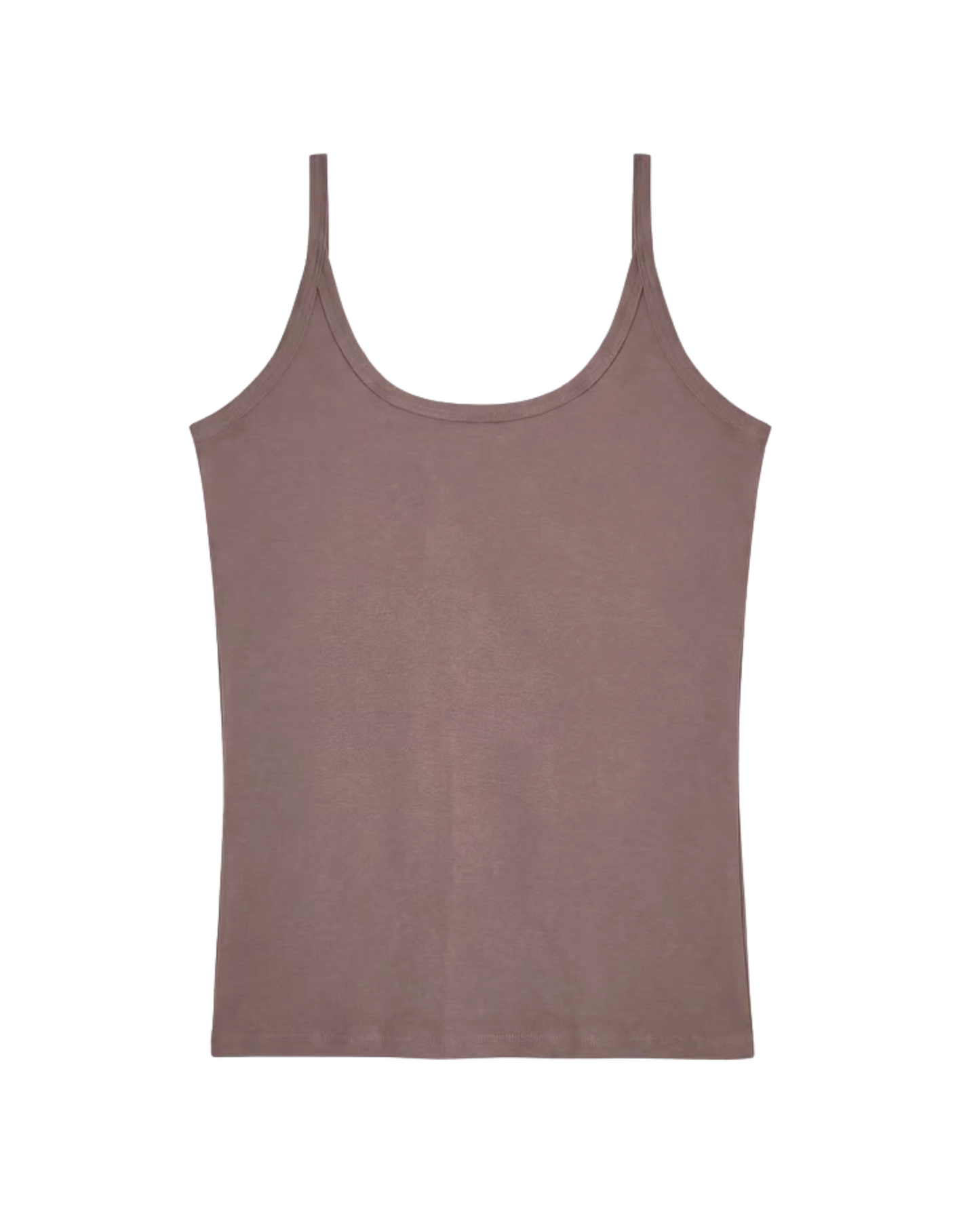 bamboo-cotton true taupe scoop tank long from camofleur against a white background